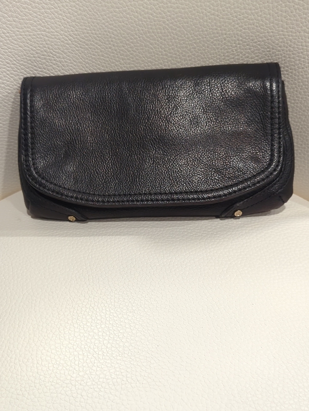 Victoria's Secret Black Leather Fold-Over Clutch